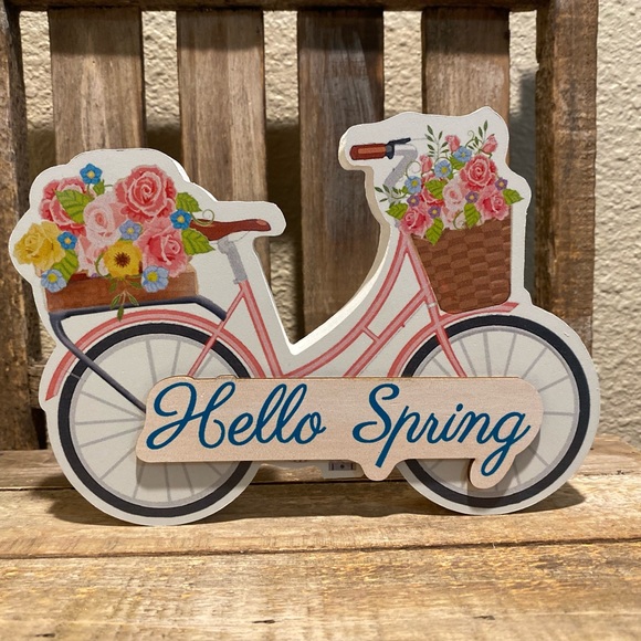 Bicycle Wood Signs Set Of 3 For Tier Trays, Enjoy The Ride, Hello Sunshine - Picture 10 of 15